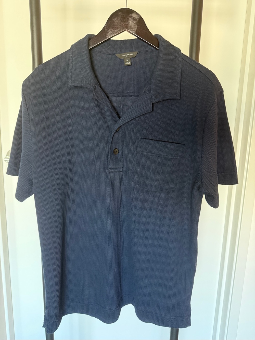 Men's Banana Republic Knit Navy Short-Sleeve Polo Shirt